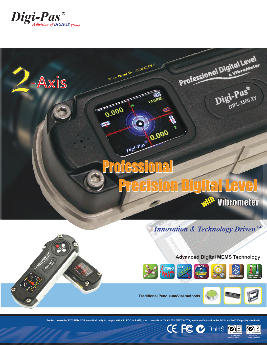 2-Axis Precision Digital Level DWL3000XY Black